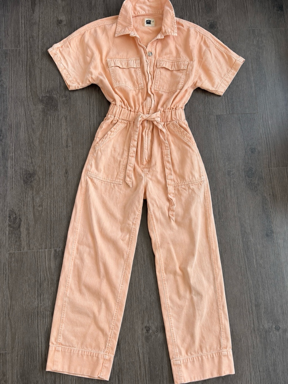 Universal Thread Peach Short-Sleeve Tie-Waist Utility Jumpsuit